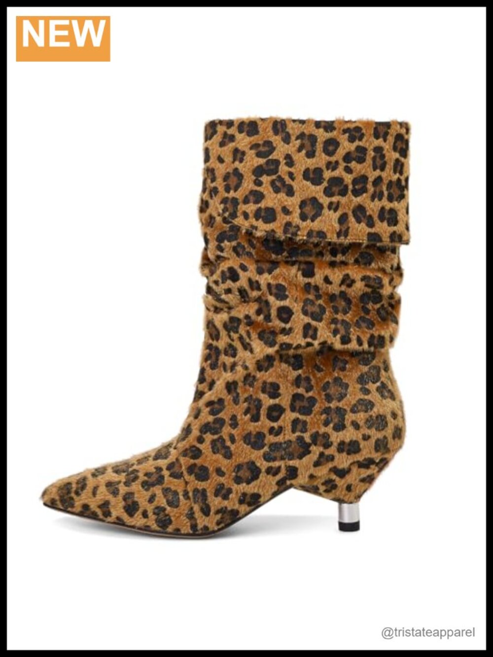 Slouchy Mid Calf Boots Kitten Heel Pointed Toe Pull On Booties Fall Shoes